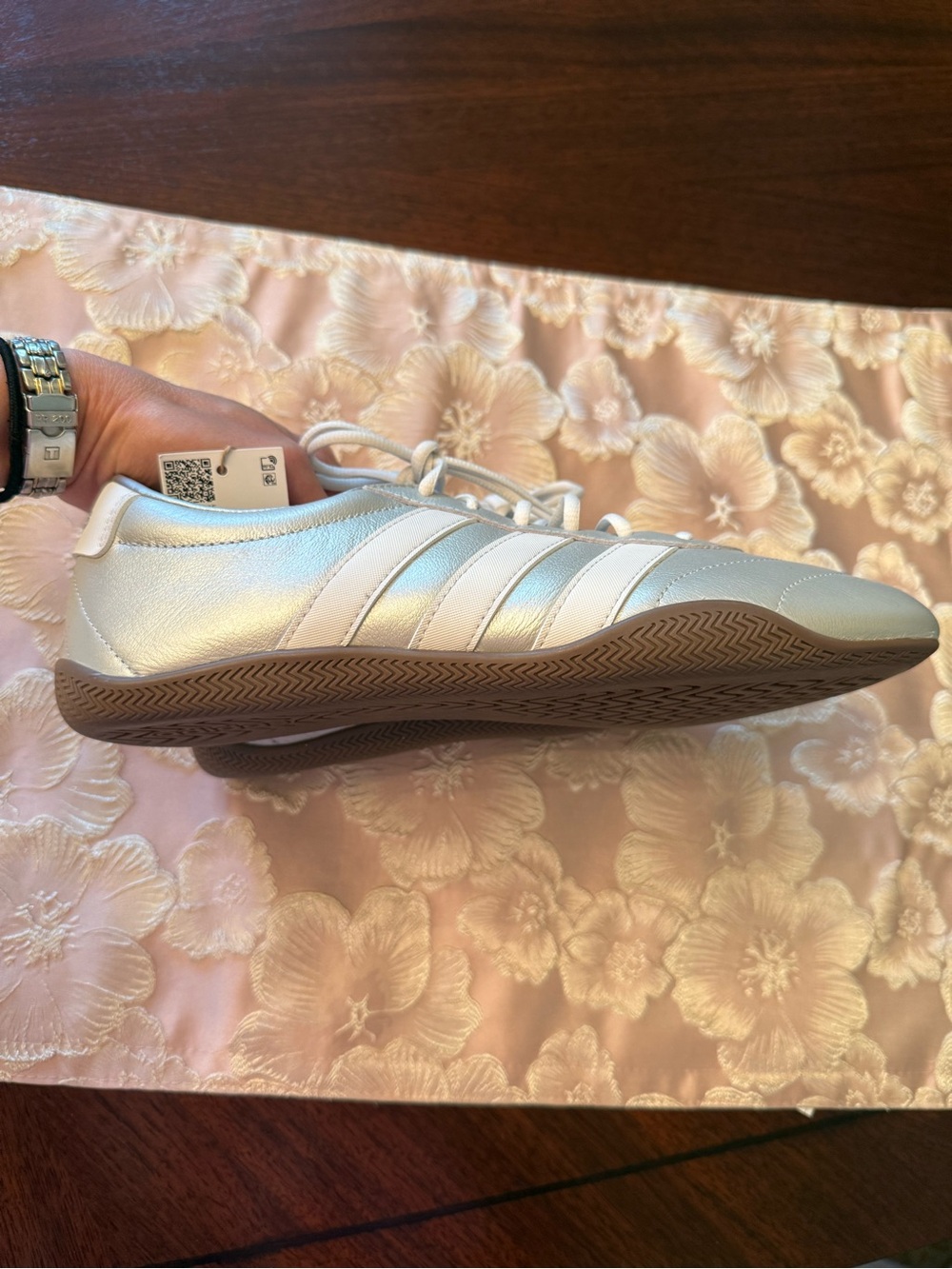 Adidas Women's Grand Court Lo Shoes - Silver Metallic/White/Gum Size 9.5 Sneaker